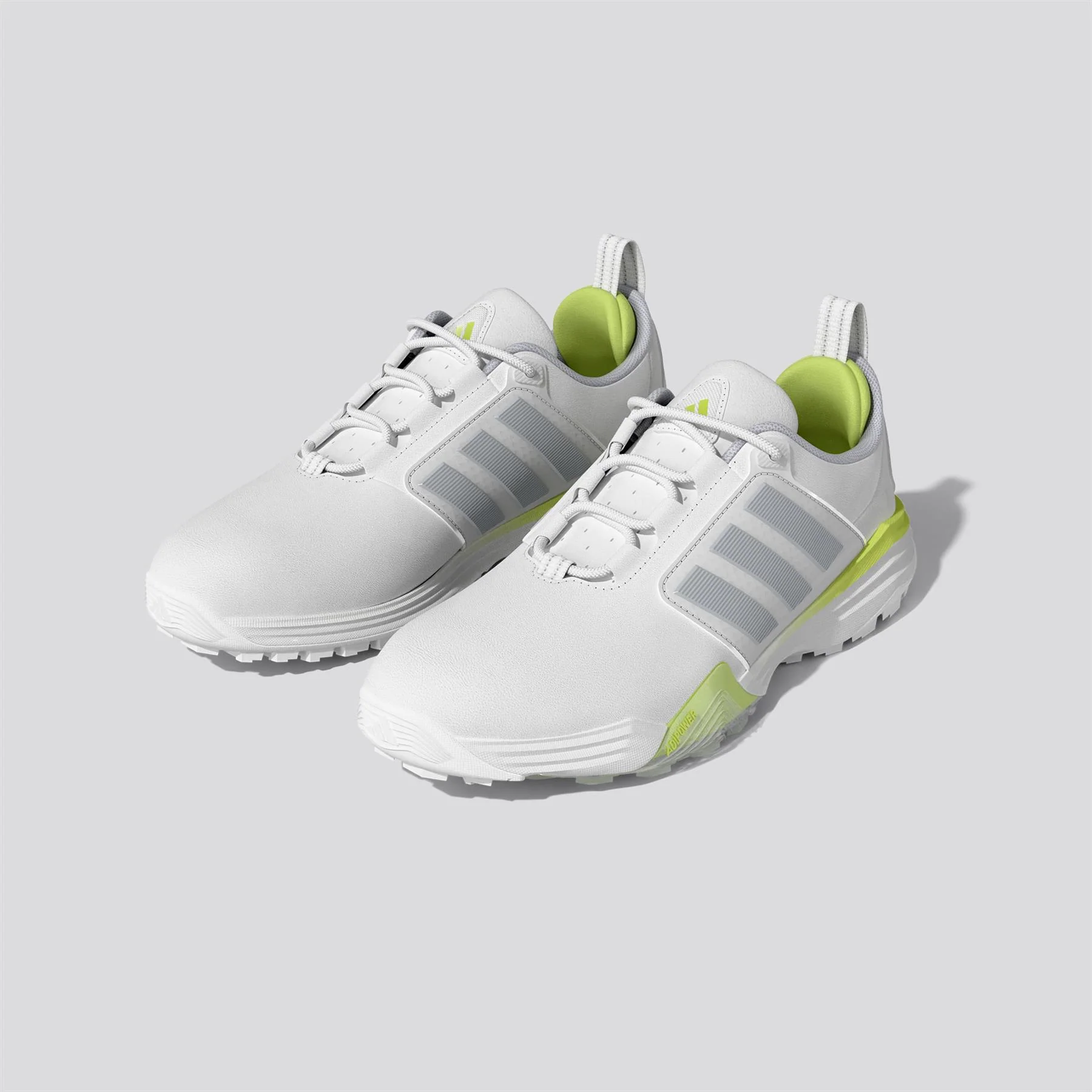 Adipower 26 Spikeless Golf Shoes Footwear White/Silver Met/Frozen Lemon - Image 8