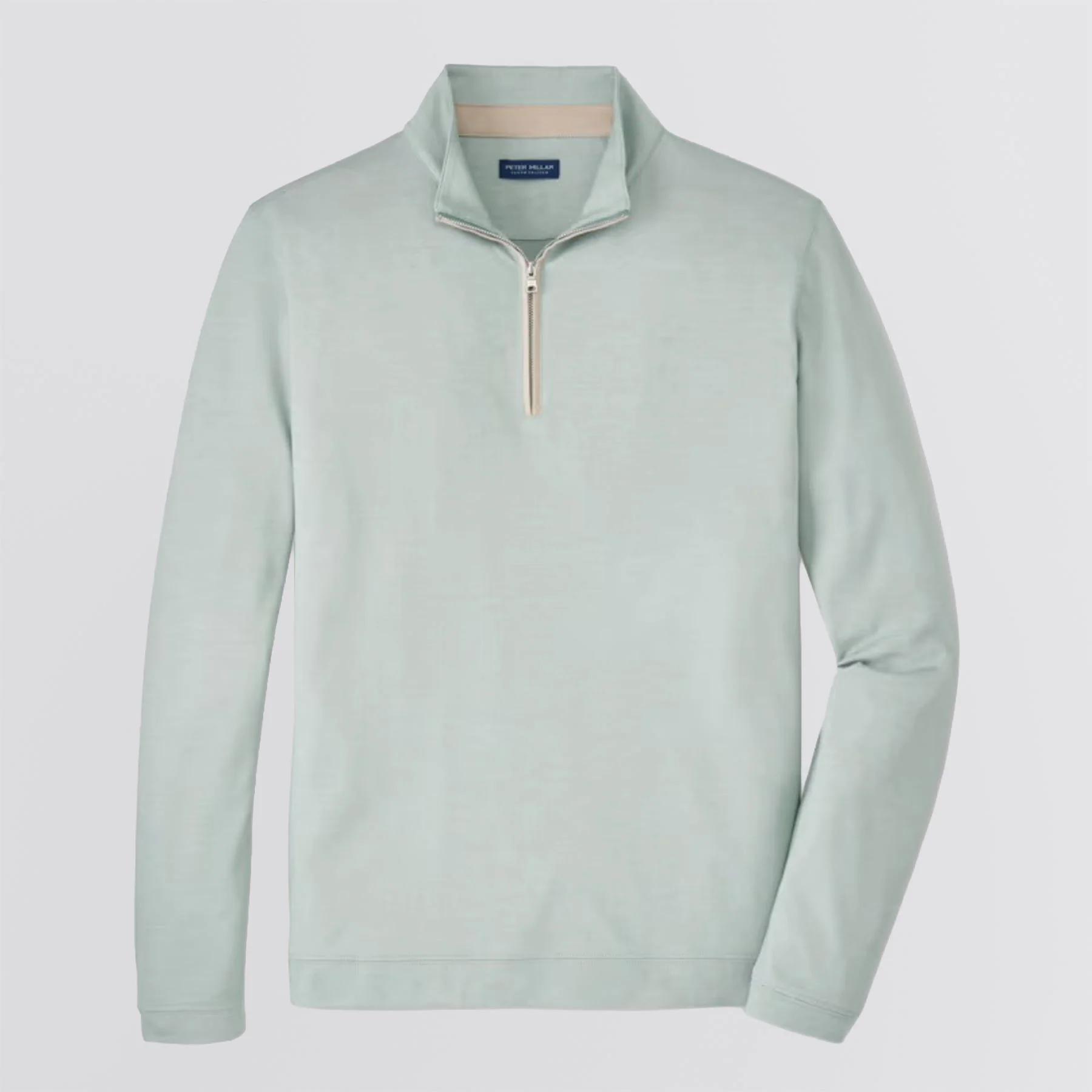 Albatross Cotton-Blend Pique Quarter-Zip Mid Layer Light Willow - Image 4