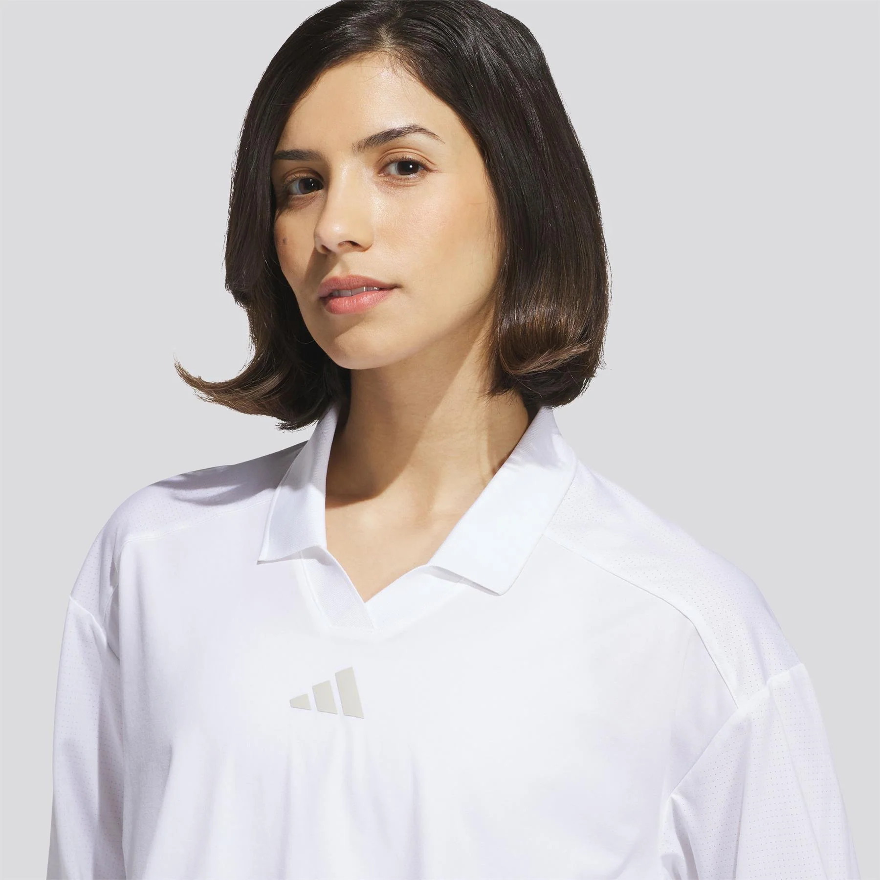 Beyond The Course Twistknit Loose Polo Shirt White - Image 4