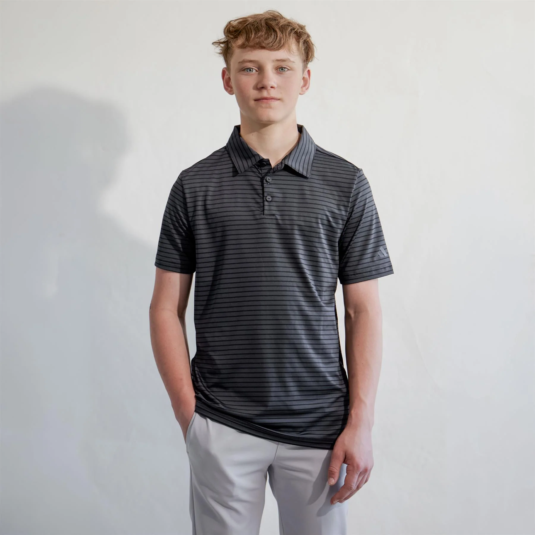 Boys Climacool Striped Polo Black