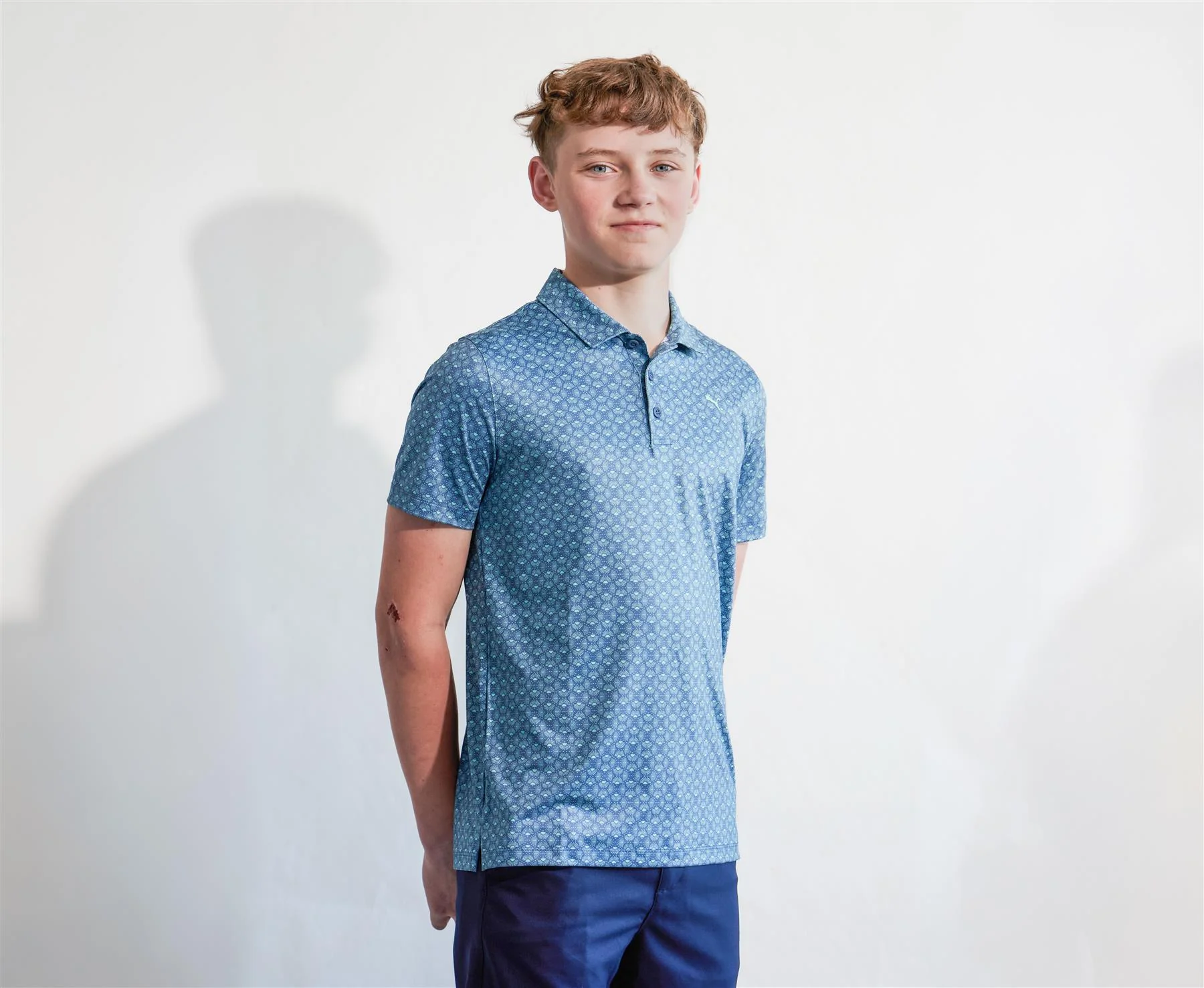 Boys Mattr Scallop Polo Shirt Dark Indigo/Mint Jelly