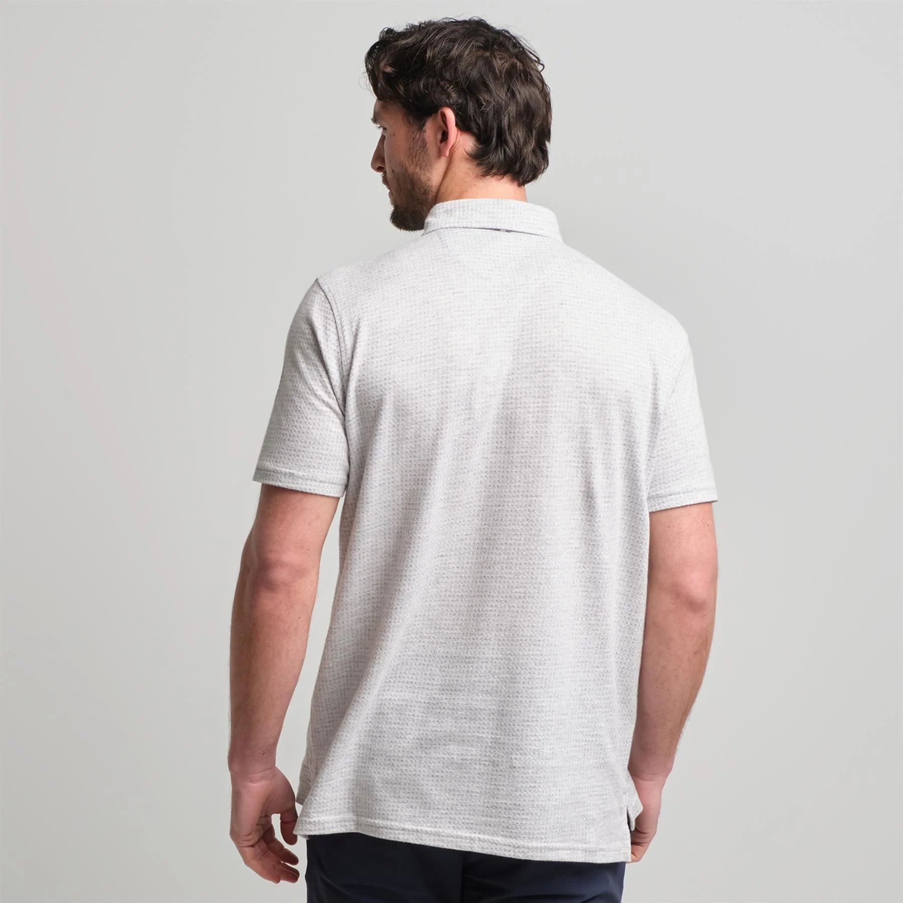 Fessenden Polo Light Grey Heather Houndstooth - Image 4