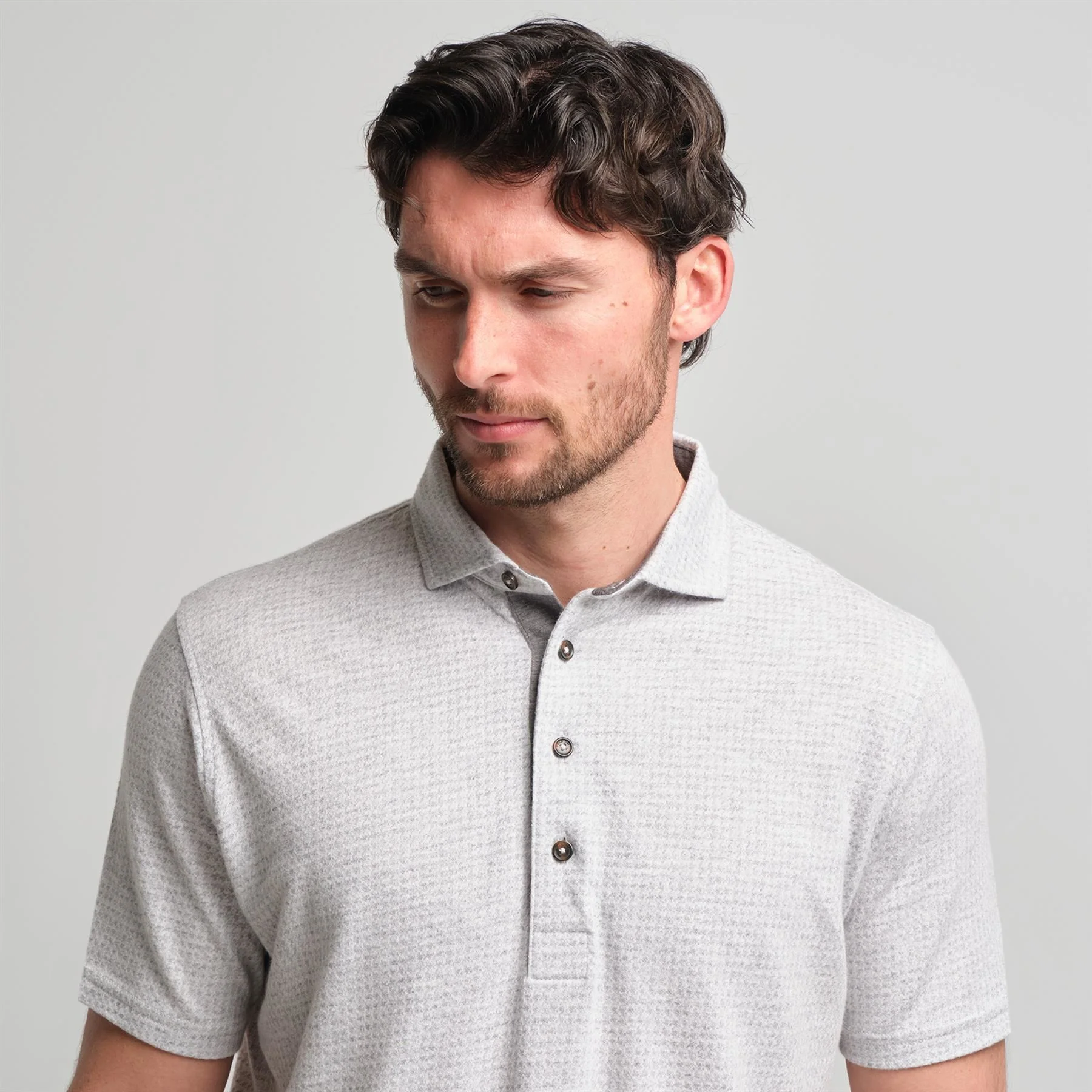 Fessenden Polo Light Grey Heather Houndstooth - Image 6