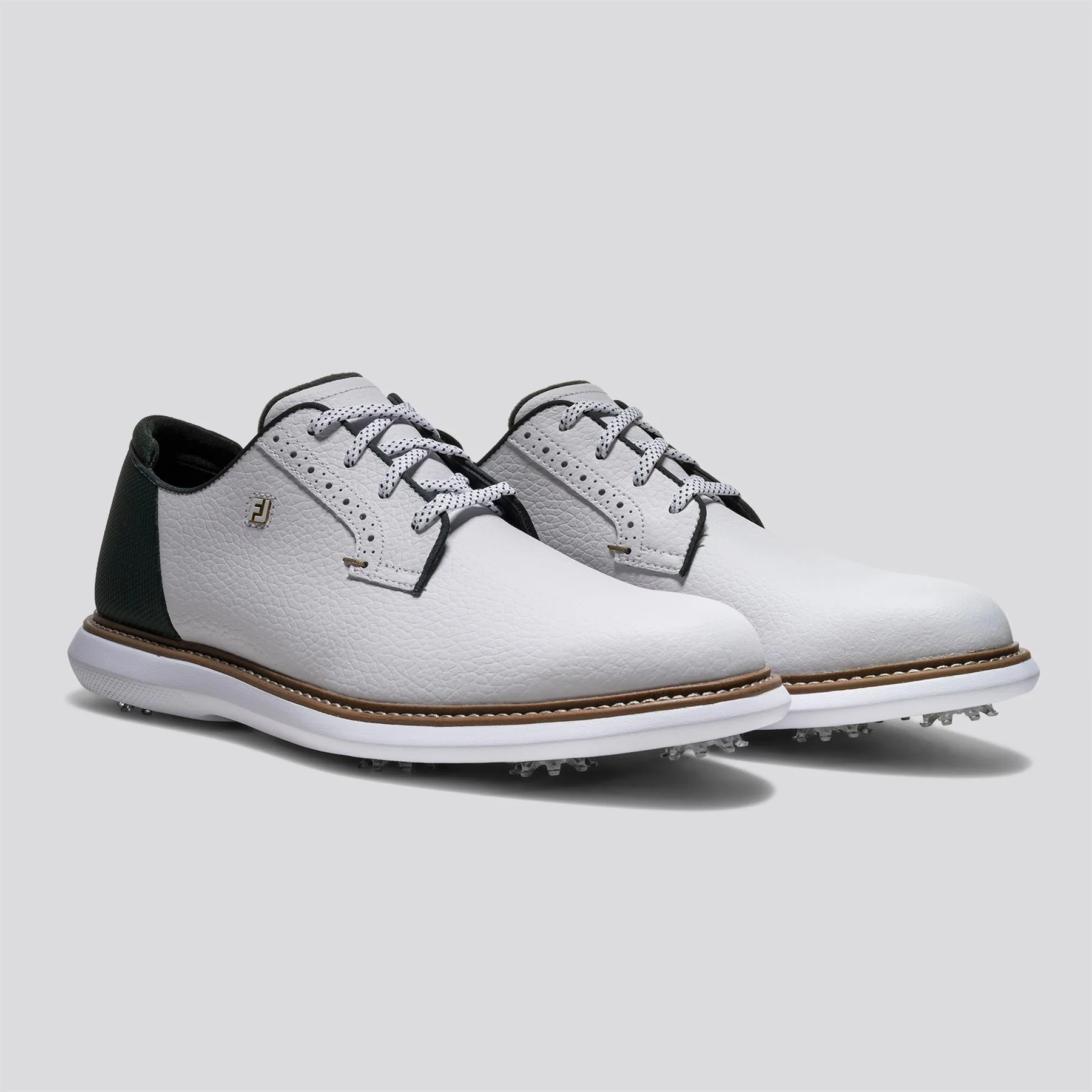 FJ Traditions Spiked Golf Shoes White/Green/Tan - Image 5