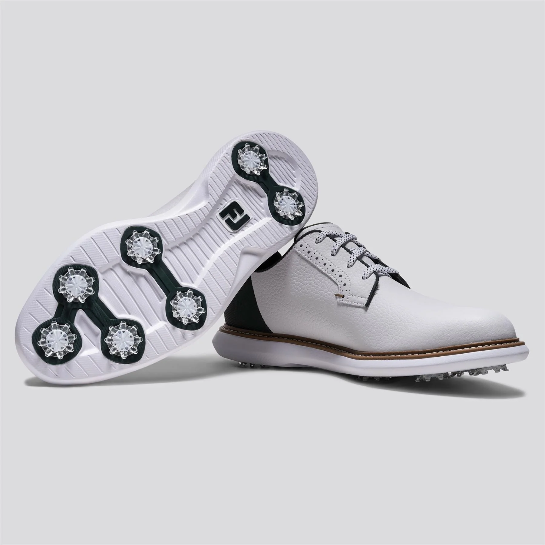 FJ Traditions Spiked Golf Shoes White/Green/Tan - Image 6
