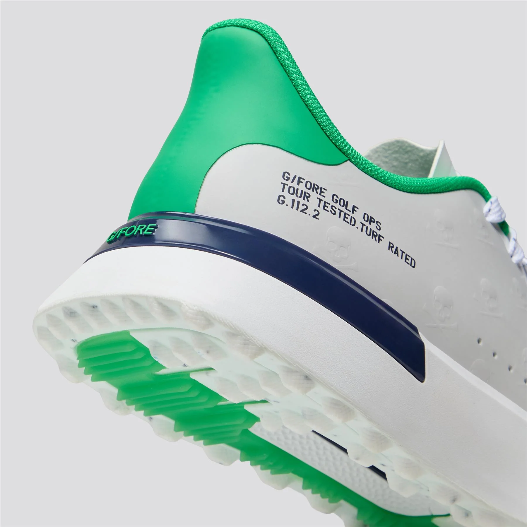 G.112 Embossed Skull & Tees Hybrid Spikeless Golf Shoe Snow/Clover - Image 3