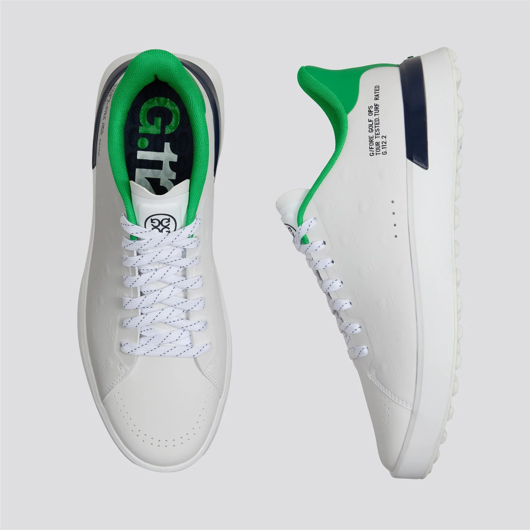G.112 Embossed Skull & Tees Hybrid Spikeless Golf Shoe Snow/Clover - Image 4