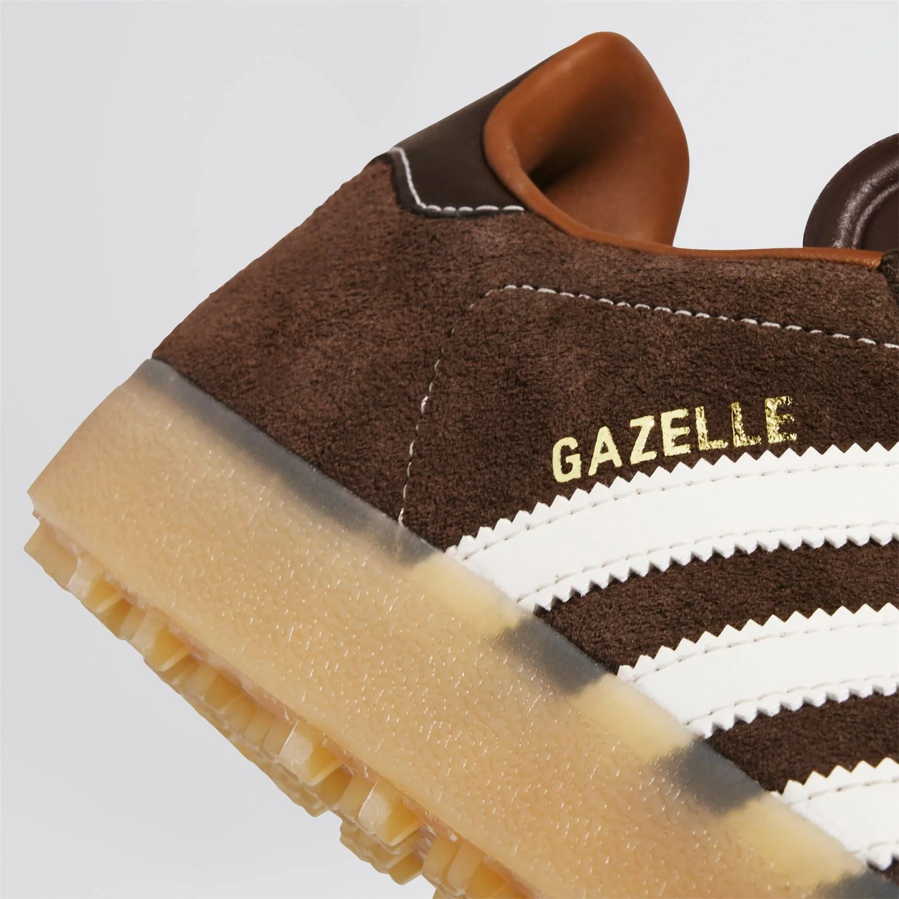 adidas Originals Gazelle Spikeless Golf Shoes Dark Brown/Chalk White - Image 4