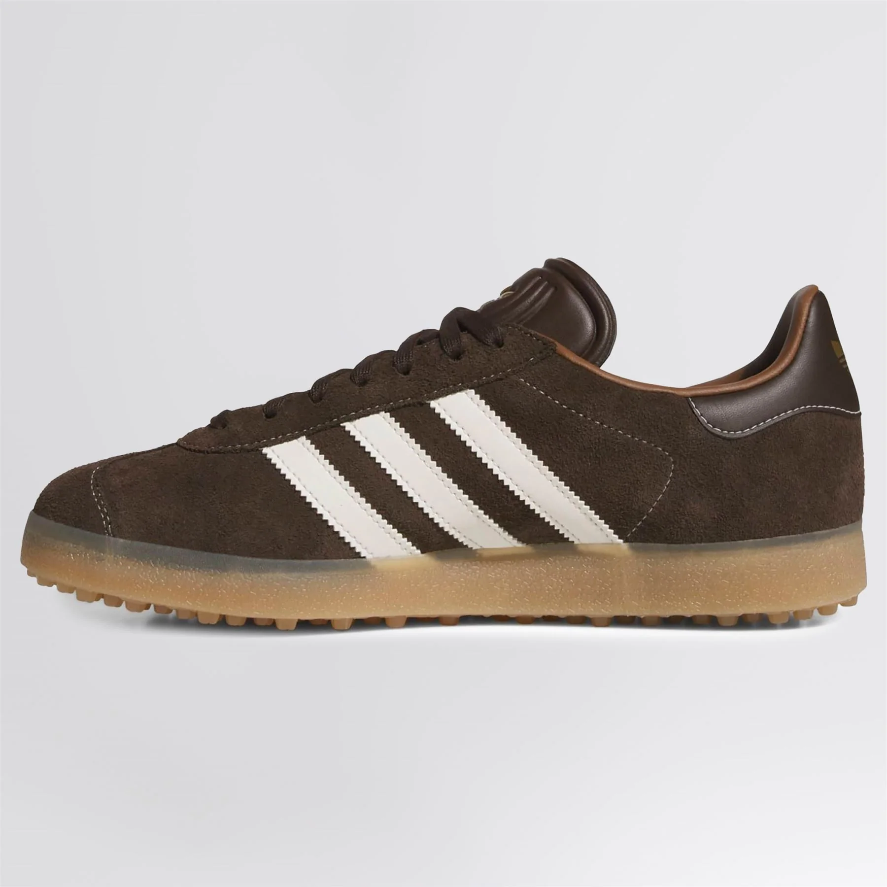 adidas Originals Gazelle Spikeless Golf Shoes Dark Brown/Chalk White - Image 7
