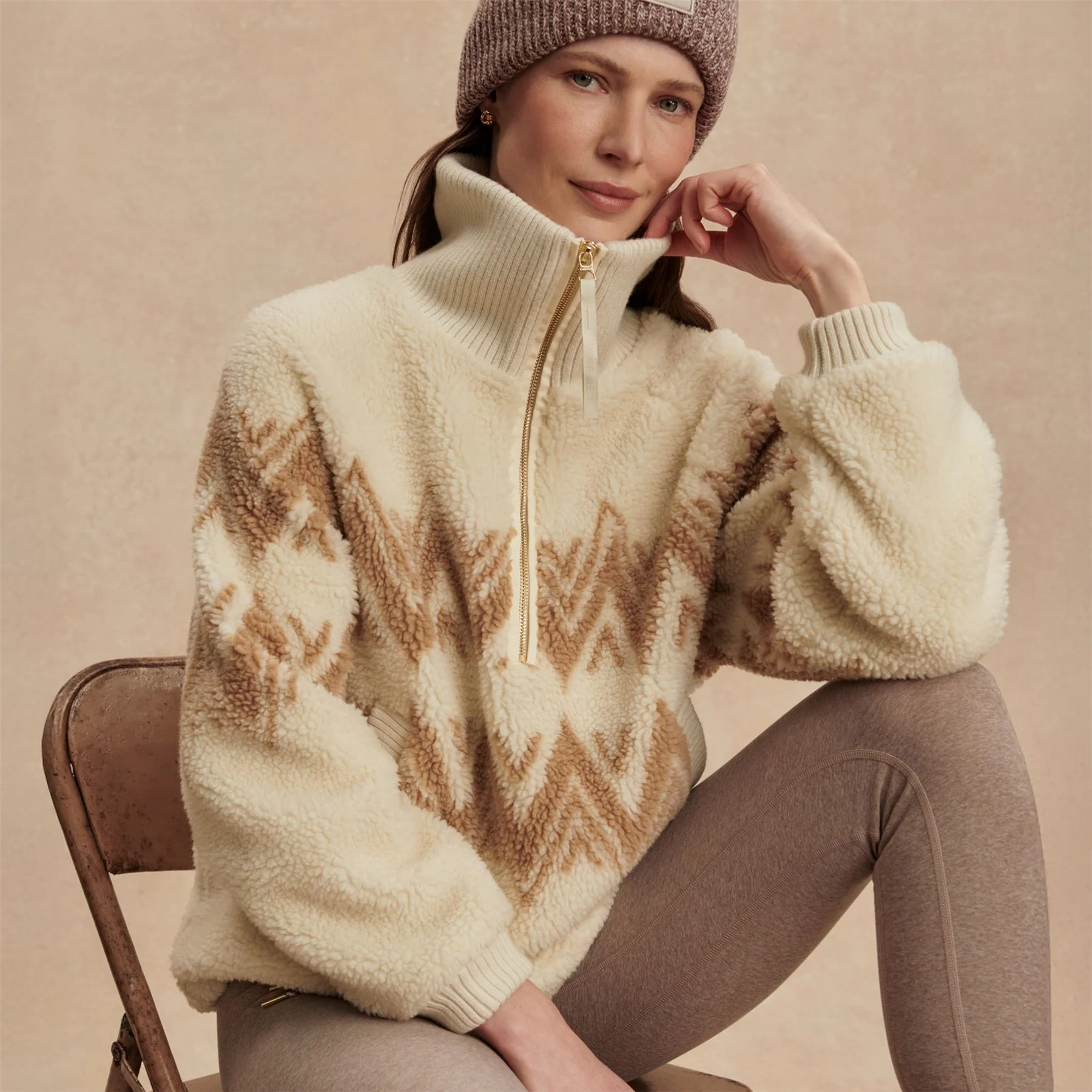 Hendrik Half Zip Sherpa Egret - Image 4