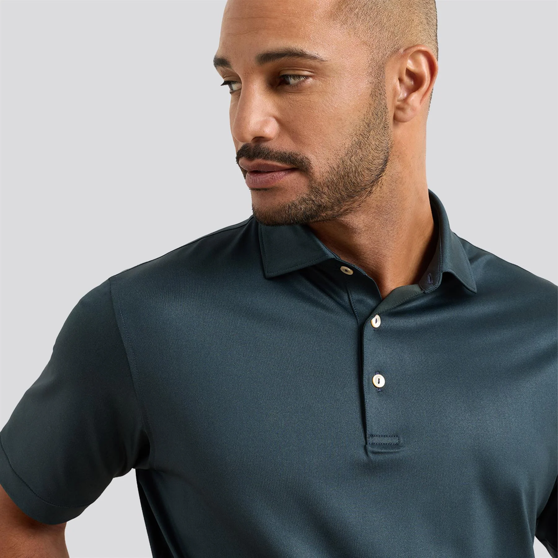 Herringbone Performance Jersey Polo Navy - Image 3
