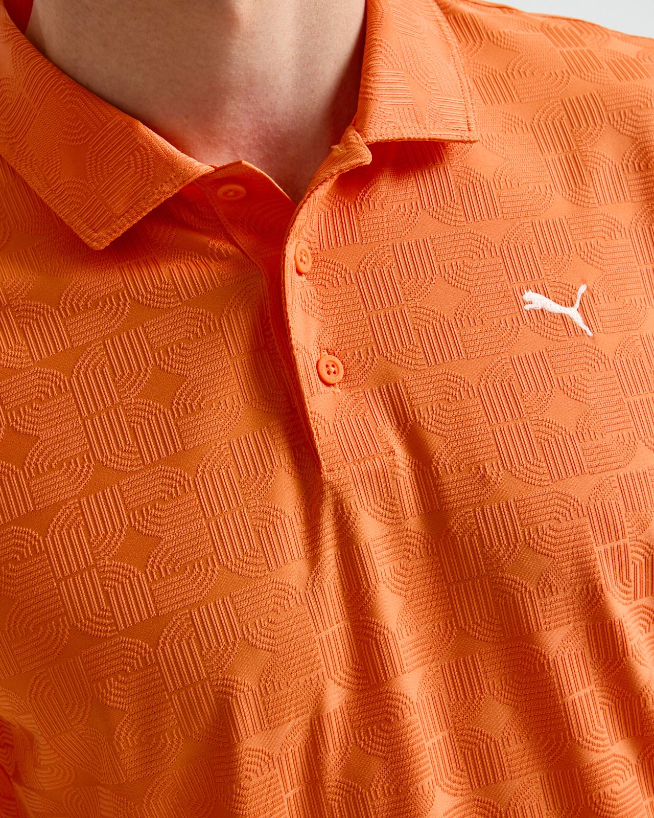 MATTR Deco Jacquard Polo Shirt Melon Glow - Image 5