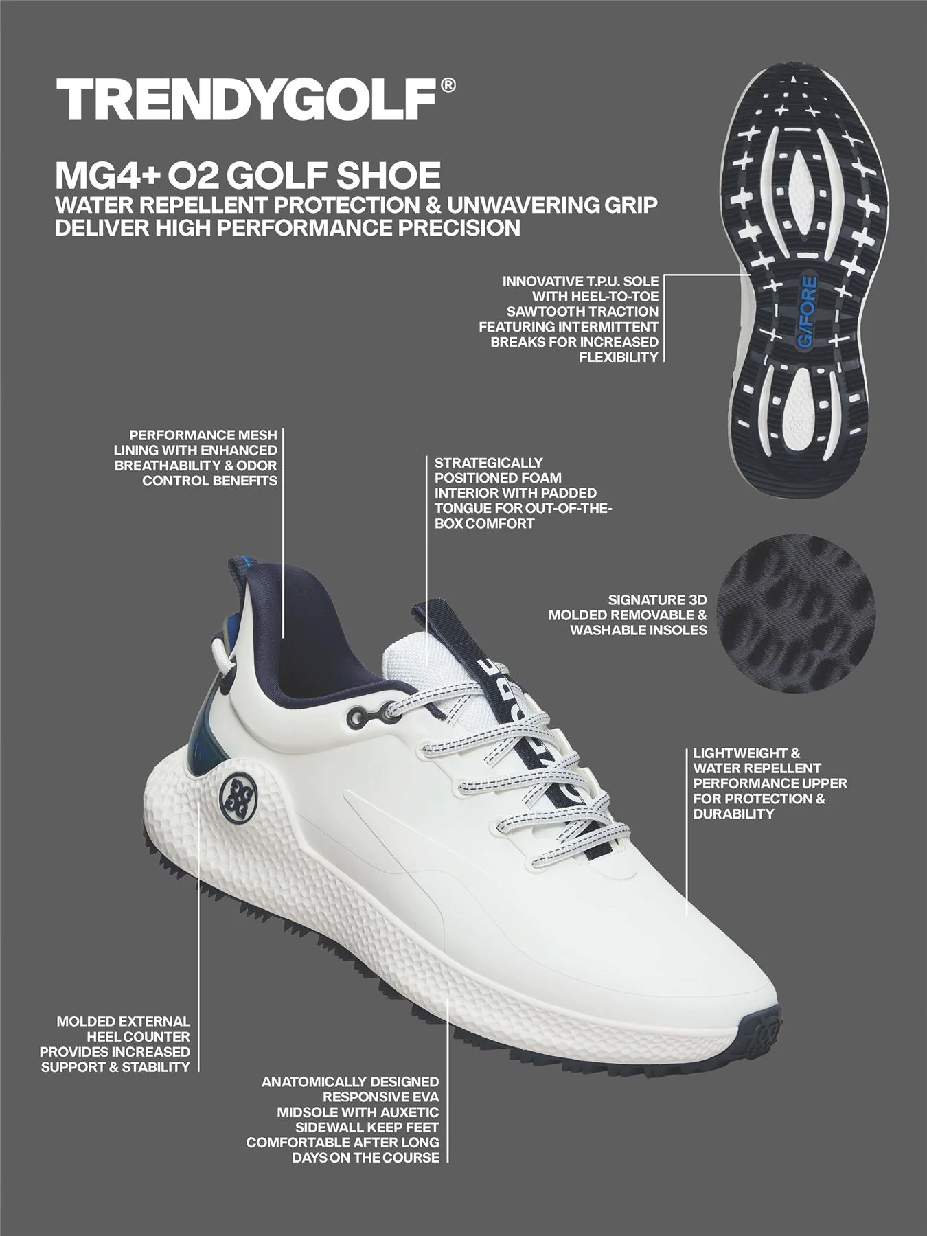 MG4+ O2 Camo Accent Golf Shoes Snow/Twilight - Image 6