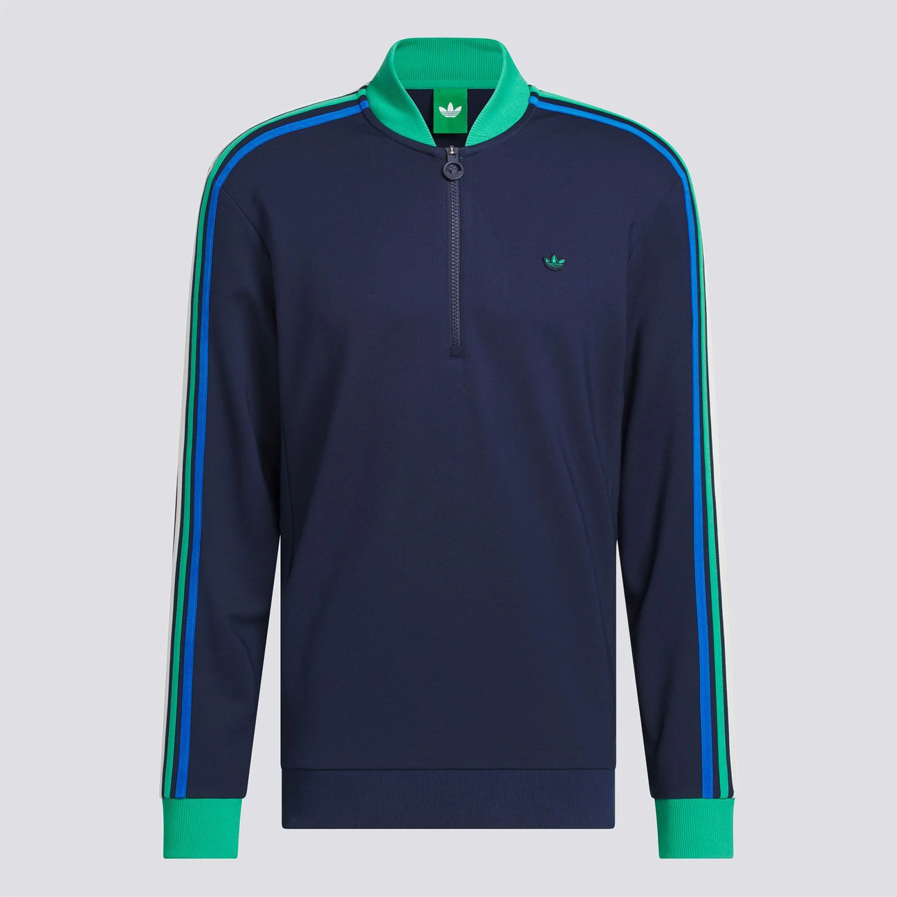 Originals 3-Stripe Quarter Zip Night Indigo/Court Green - Image 6