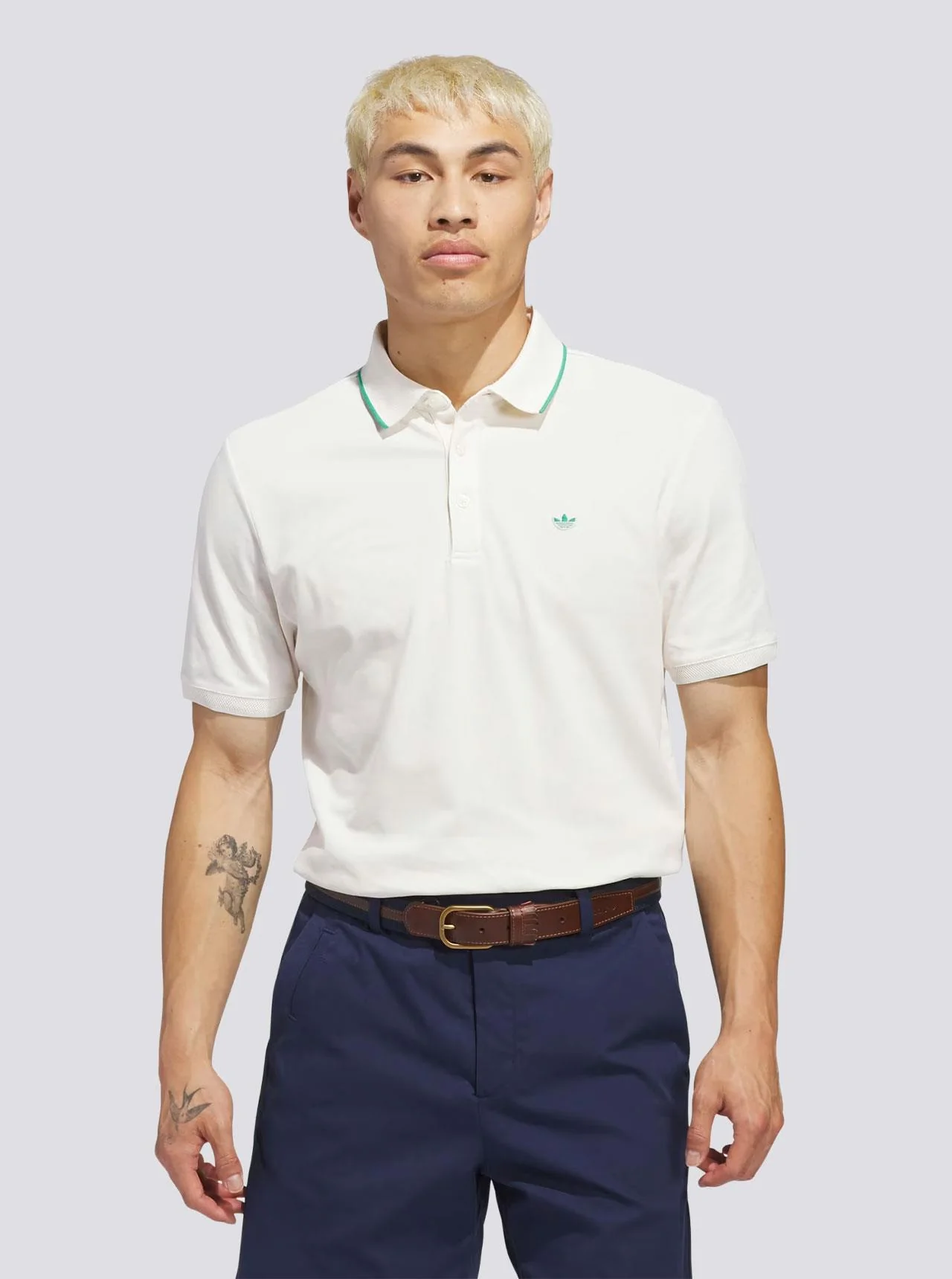 Originals Twistknit Trefoil Polo Chalk White/Court Green