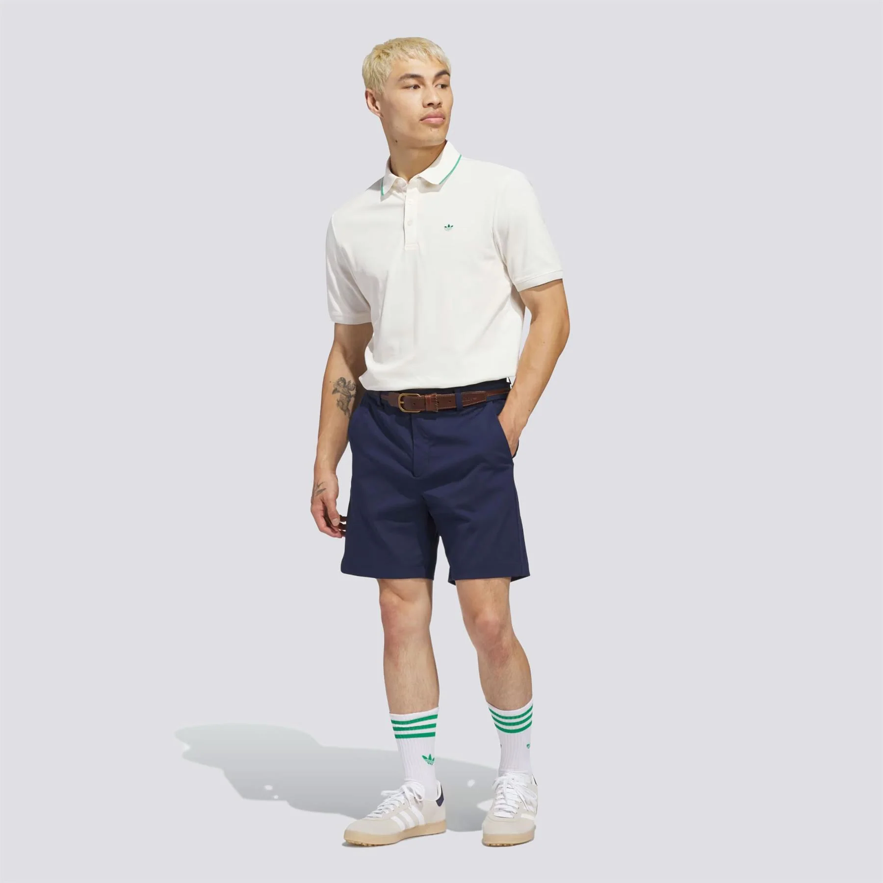Originals Twistknit Trefoil Polo Chalk White/Court Green - Image 2
