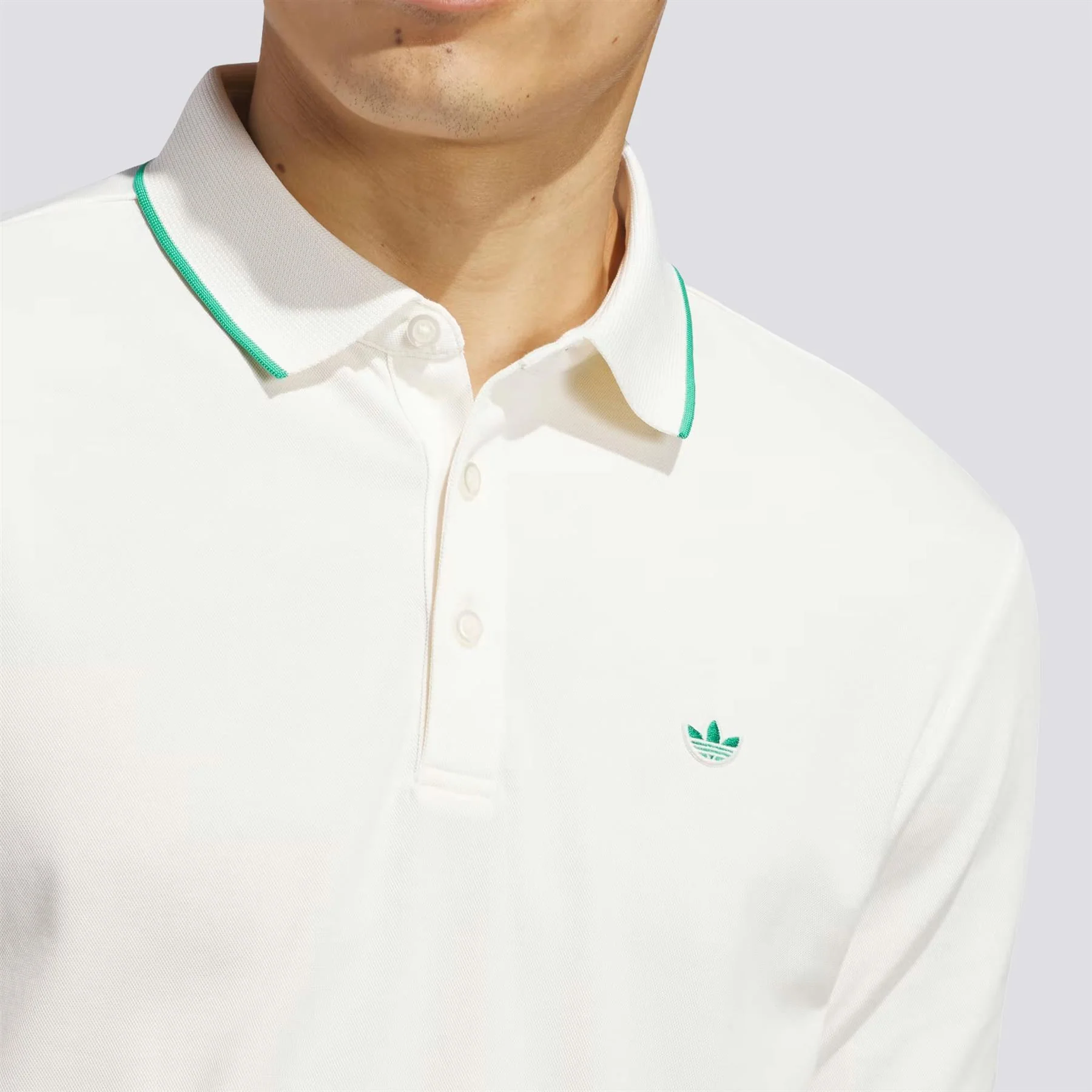 Originals Twistknit Trefoil Polo Chalk White/Court Green - Image 4
