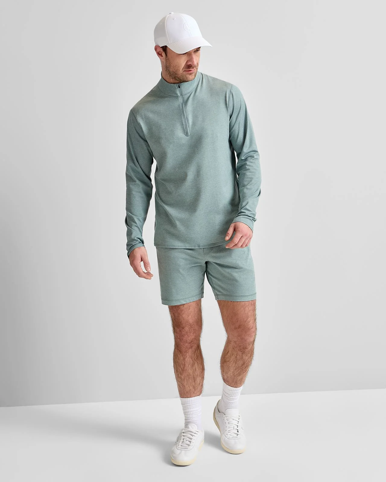 Ponto Half-Zip Mock Neck Misty Blue Heather - Image 3