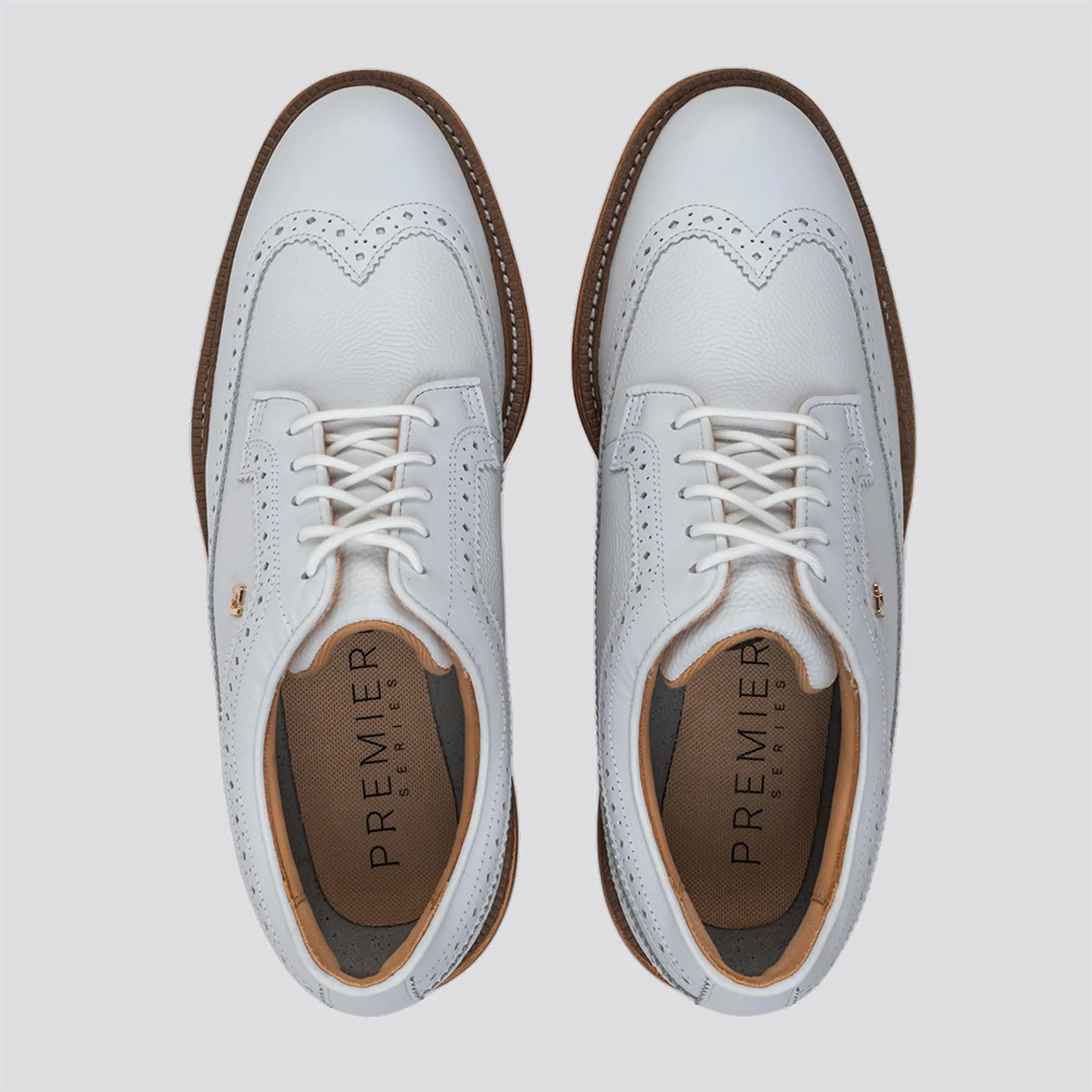Premiere Series Marquis Spiked Golf Shoes White/Brown - Image 3