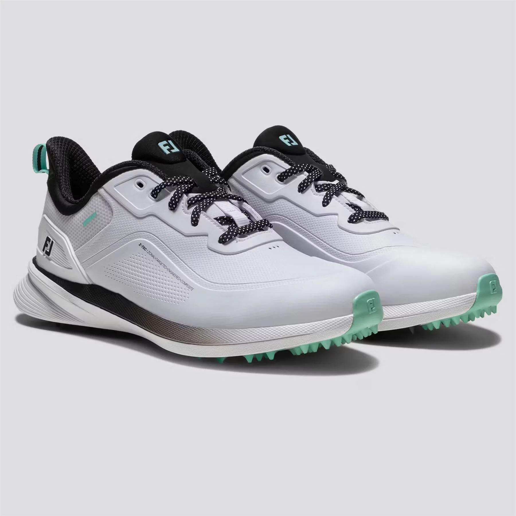 Pro Spikeless Golf Shoes White/Black/Teal - Image 3