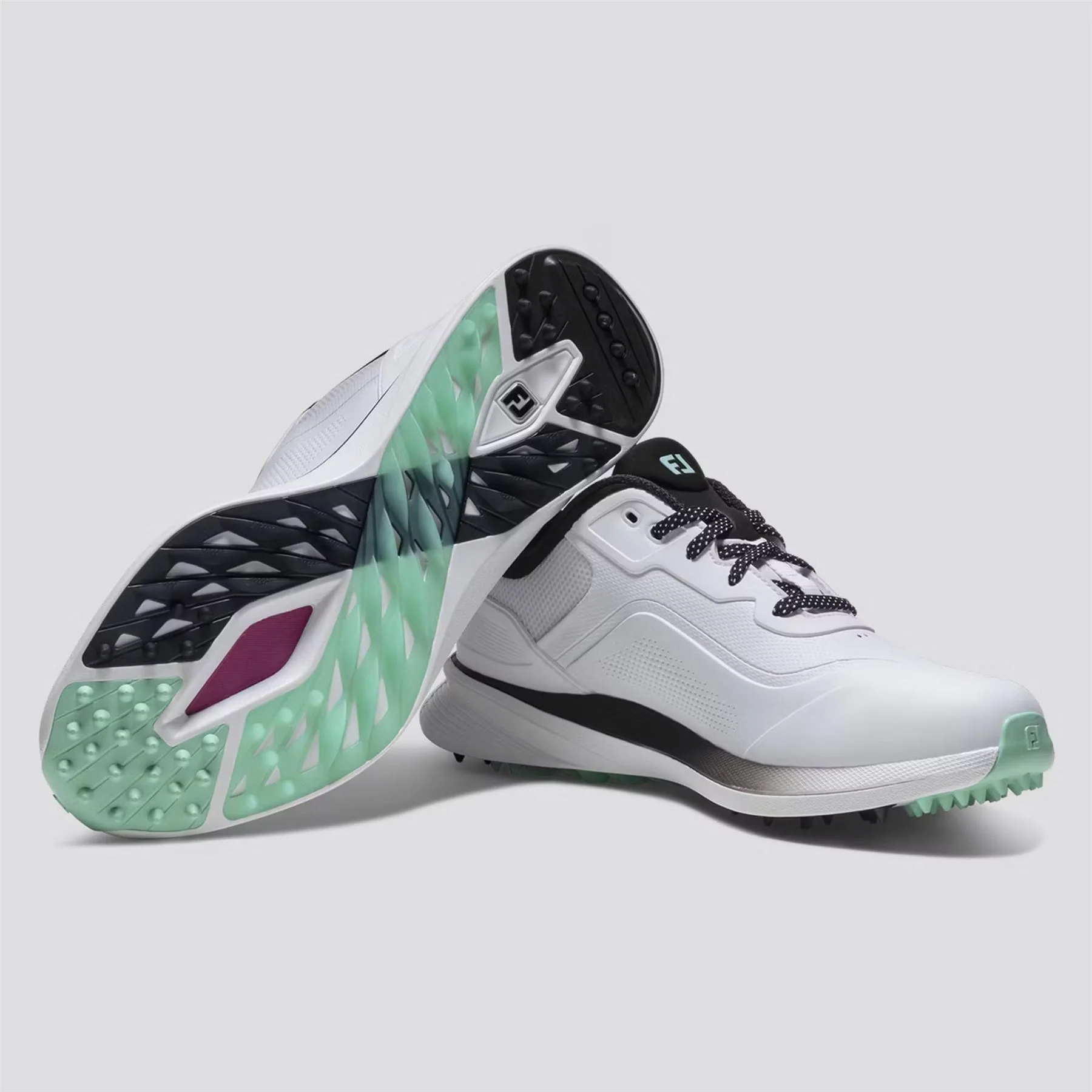 Pro Spikeless Golf Shoes White/Black/Teal - Image 4
