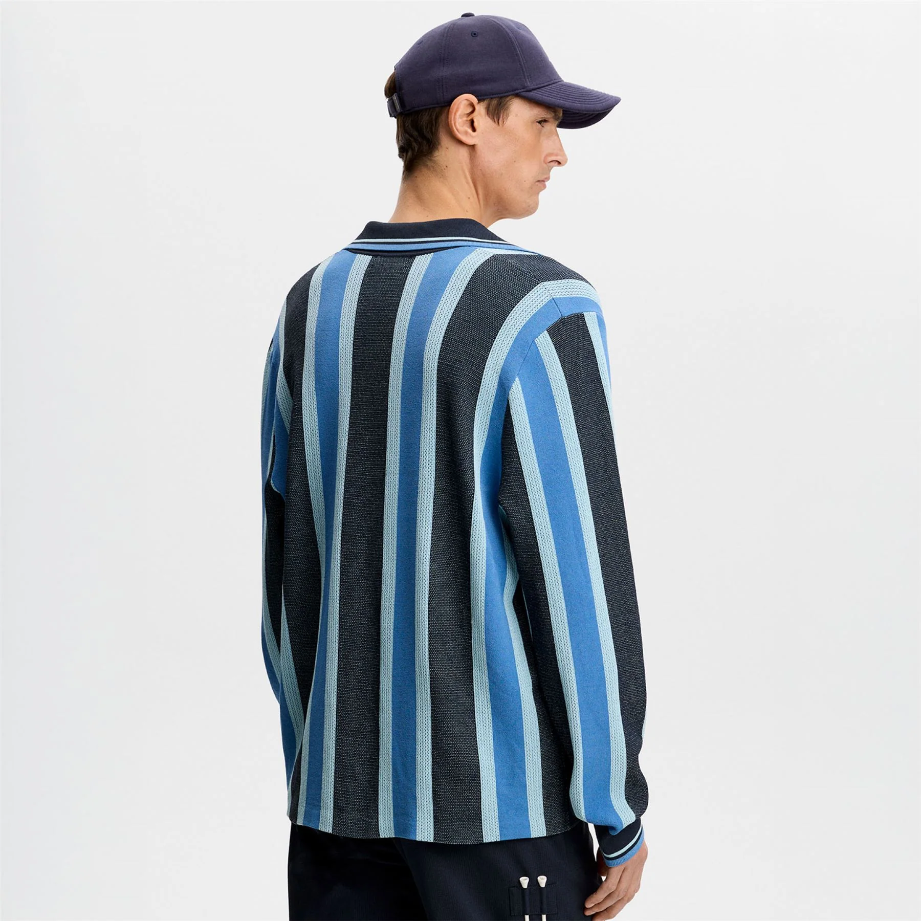 Silas Stripe LS Knit Polo JL Navy - Image 2