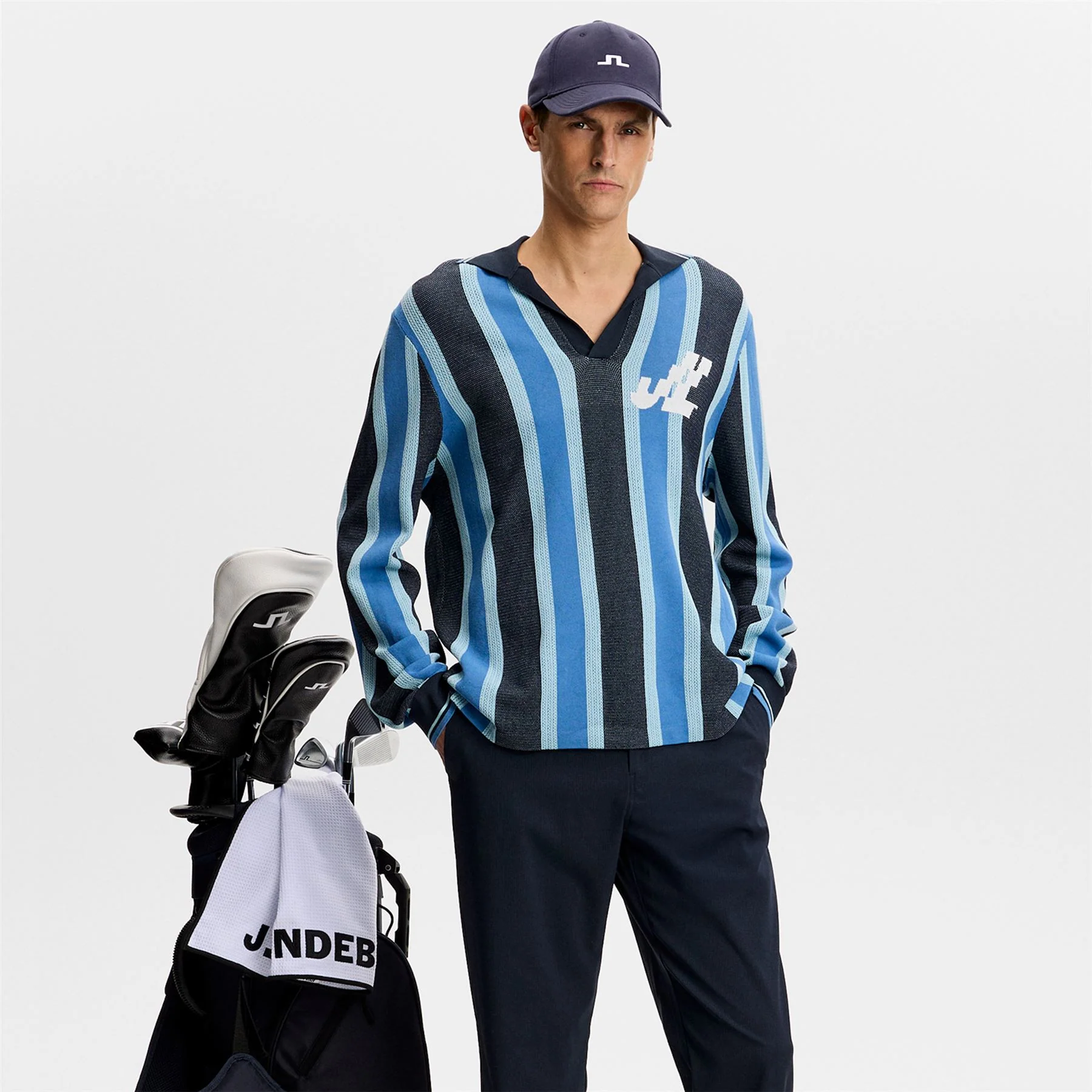 Silas Stripe LS Knit Polo JL Navy - Image 3