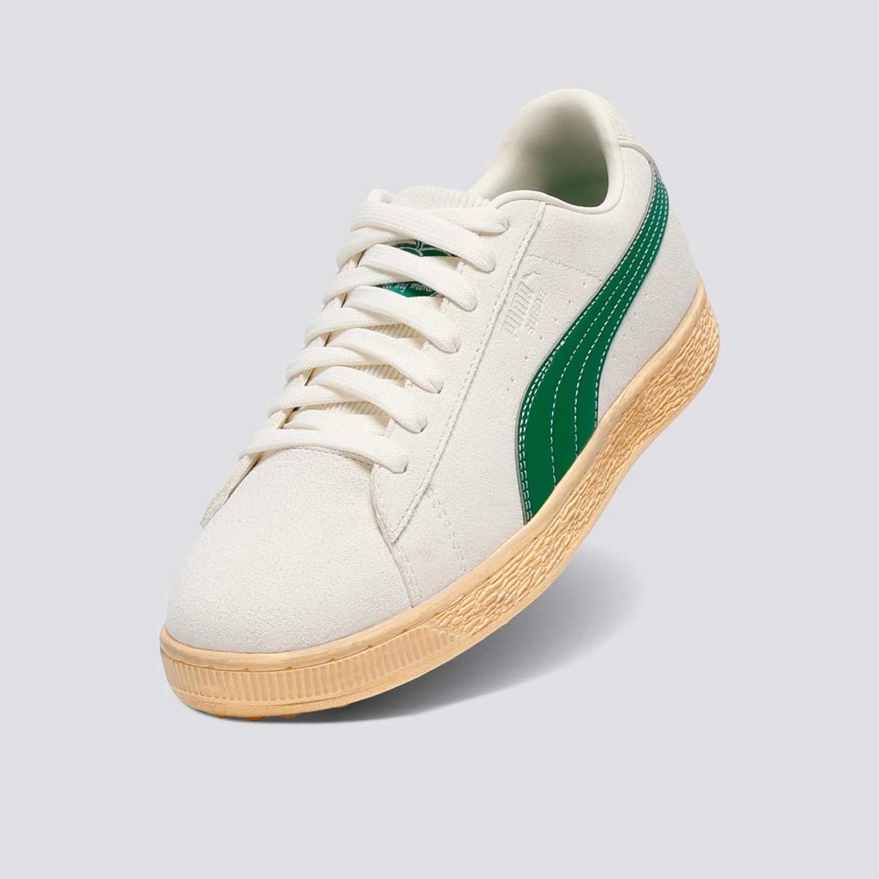 Suede G 30904 Spikeless Golf Shoe Warm White/Luso Green - Image 3