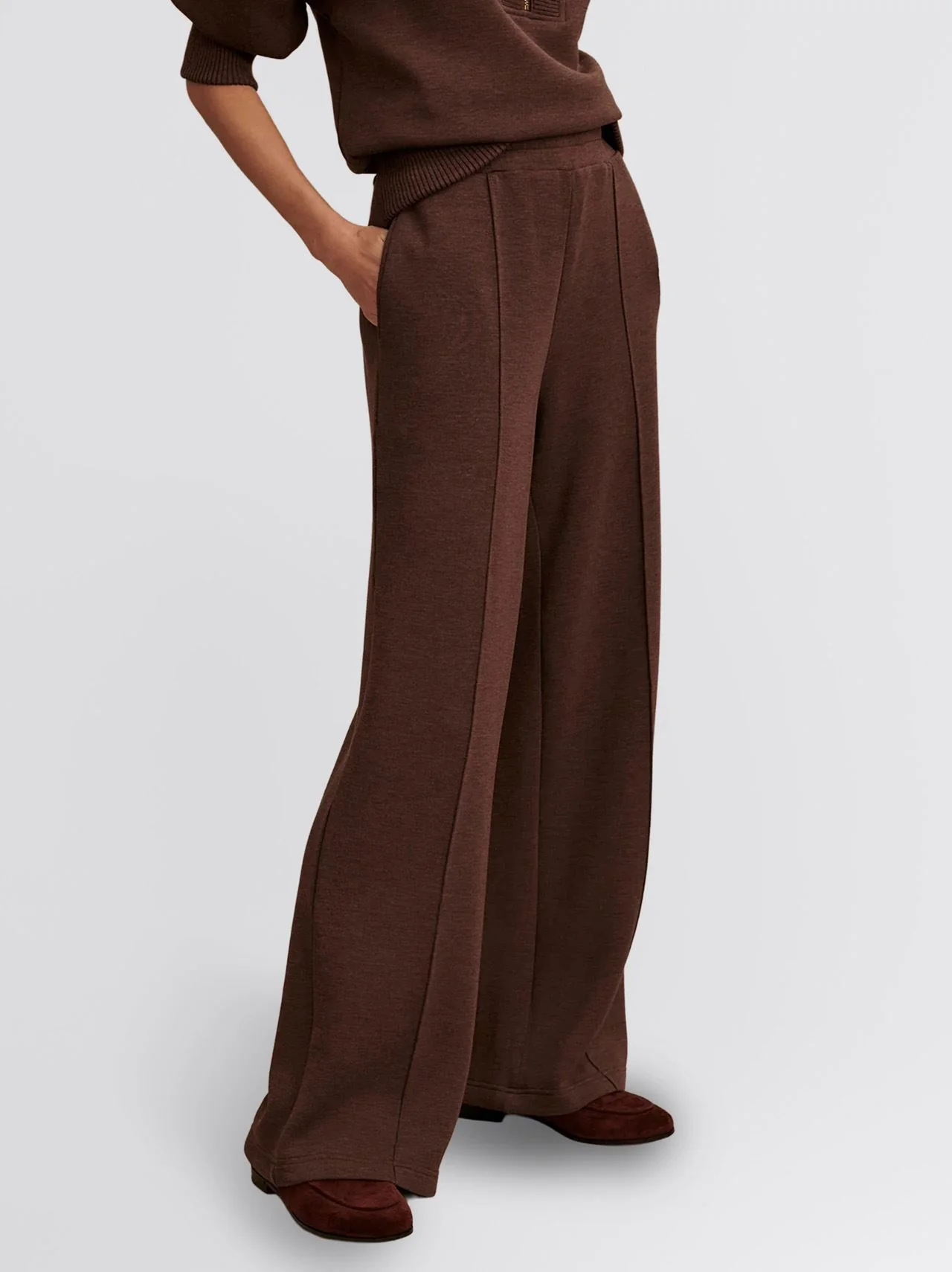 The Wide Leg 30 Inch Jogger Pant Coffee Bean Marl