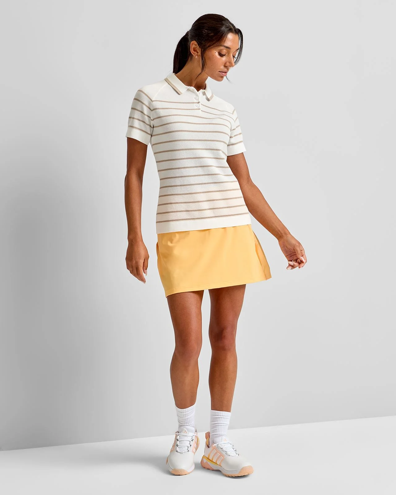 Ultimate365 5+ Stripe Knit Polo White - Image 3
