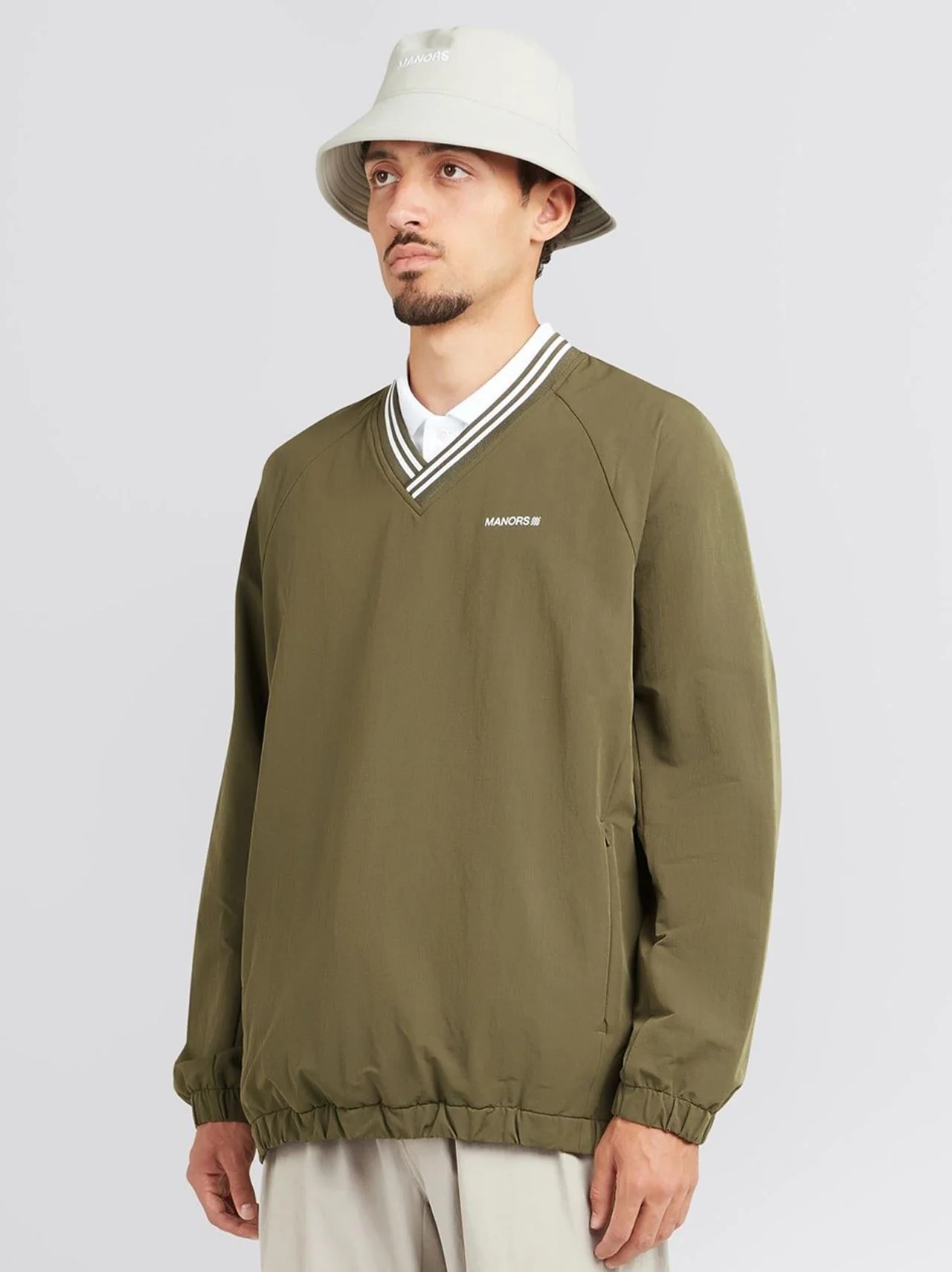 V-Neck Pullover Windbreaker Dark Olive