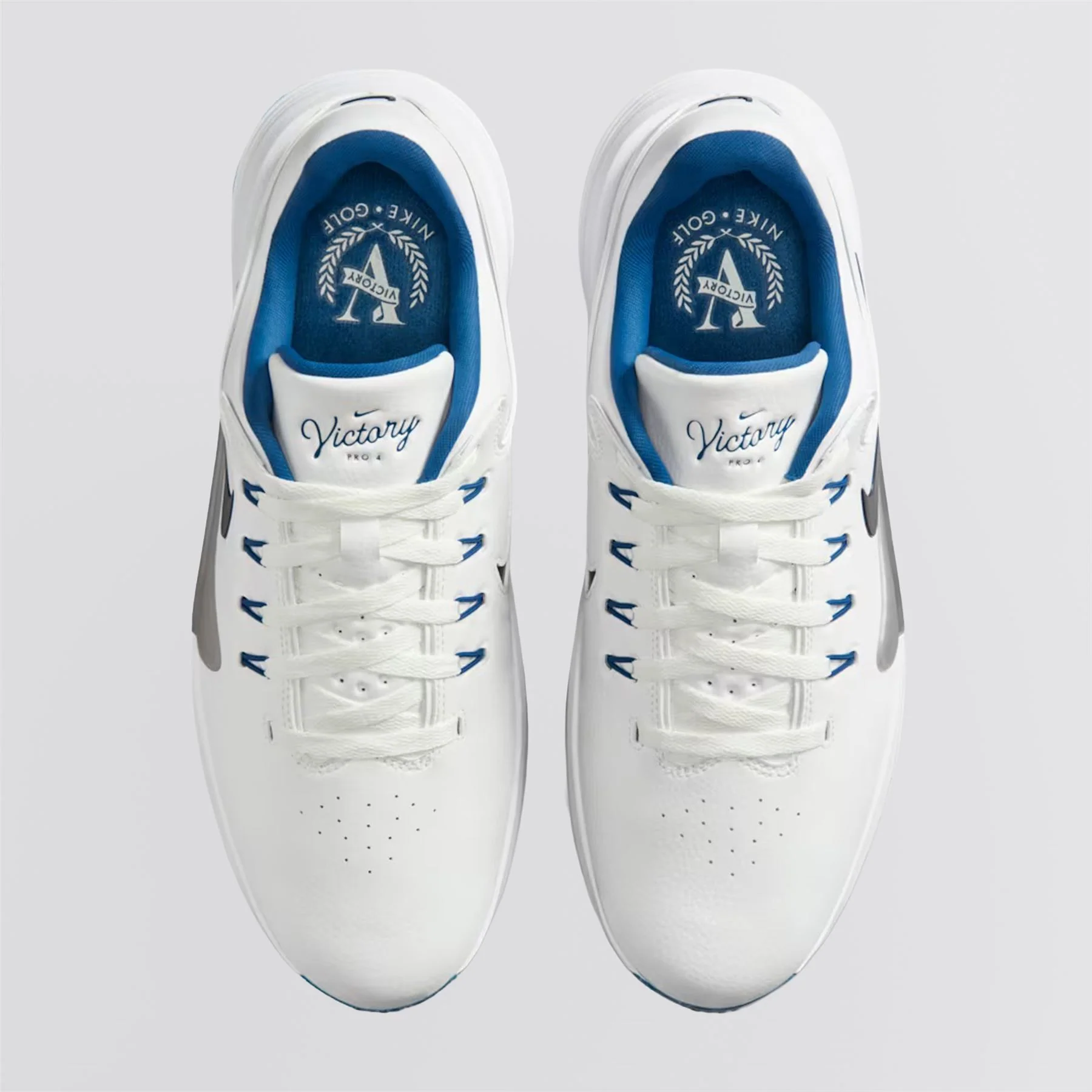 Victory Pro 4 Spiked Golf Shoes Summit White/Obsidian/Court Blue - Image 3